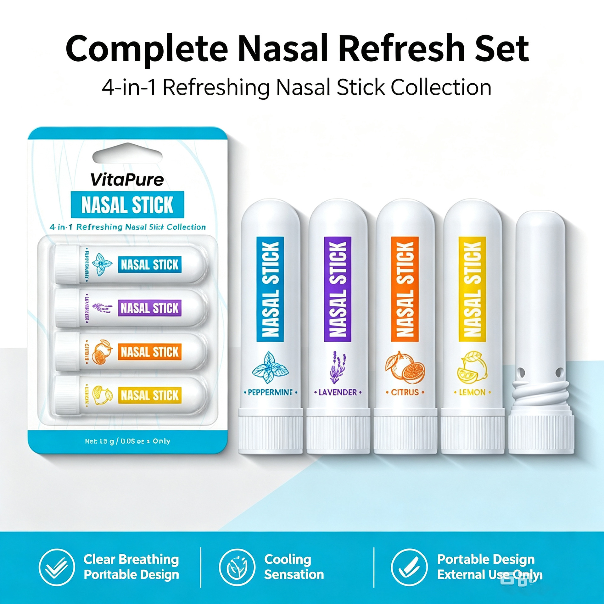 TK Best-Selling Cross-Border Nasal Clearing & Refreshing Stick—Nasal Inhalation Cooling Oil for Staying Awake After Late Nights, Customizable Thai Nasal Inhaler.
