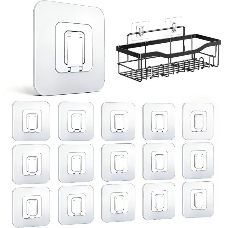 Cross-border new product: shower rack with adhesive replacement hooks, heavy-duty waterproof adhesive strips, wall-mounted without drilling
