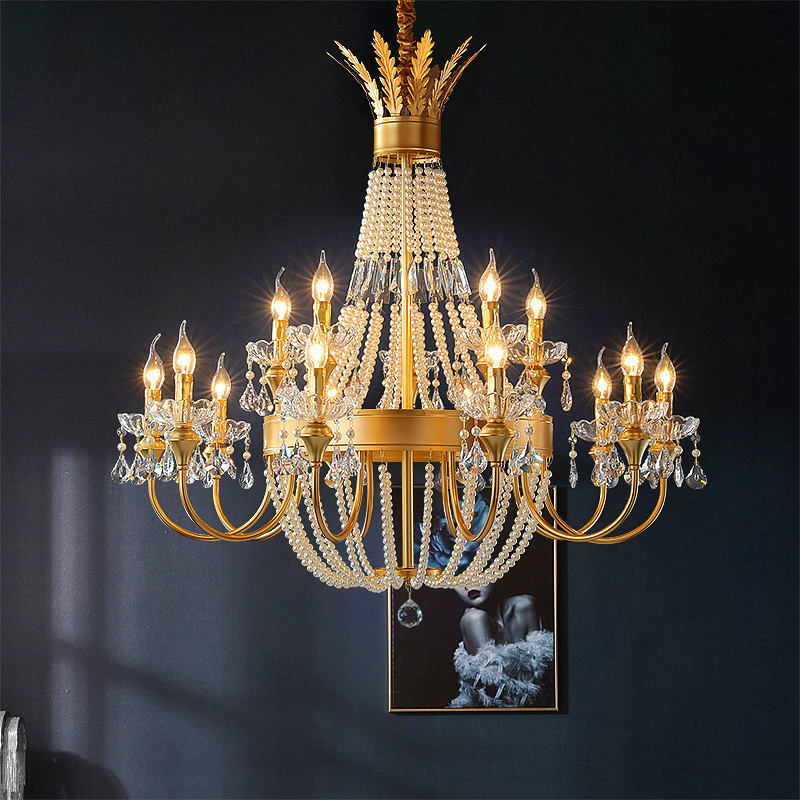 Zhongshan manufacturer custom lighting: crystal chandeliers, light luxury branched chandeliers, candle lamps, large chandeliers for villas and hotel lobbies.