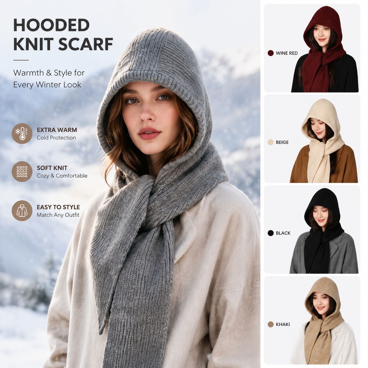 Cross-border knitted wool hat women's winter exposed face small warmth fashionable overlapping mixed scarf integrated hat apron