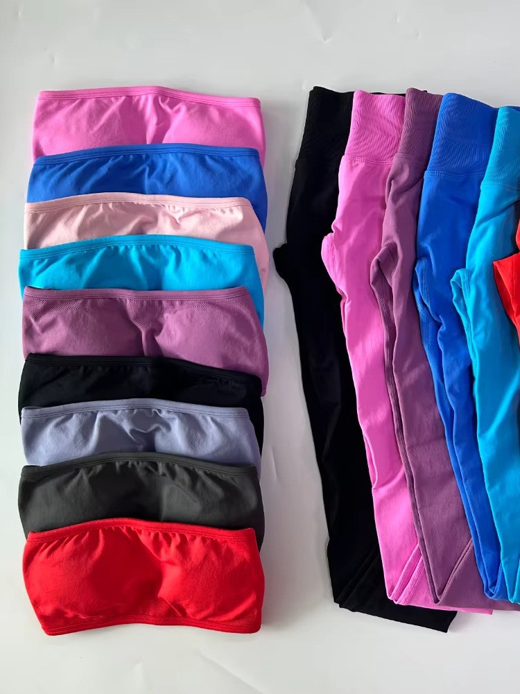 20-color Yuyan best-selling Dfyne strapless long pants yoga set, seamless quick-drying sports and fitness outfit
