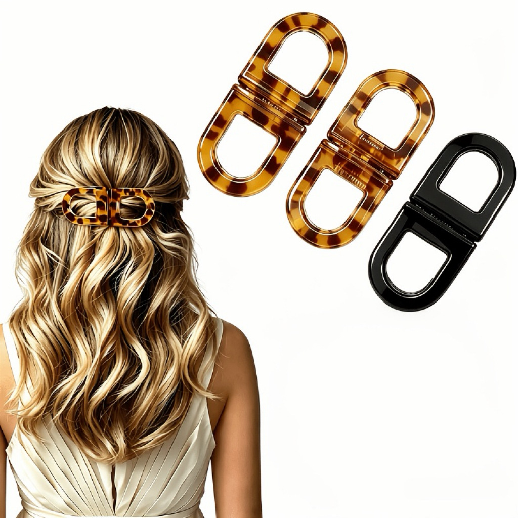 Cross-border European and American-style tortoiseshell magnetic hair clip, geometric hollow-out twist clip, half-updo hair claw, women’s headpiece