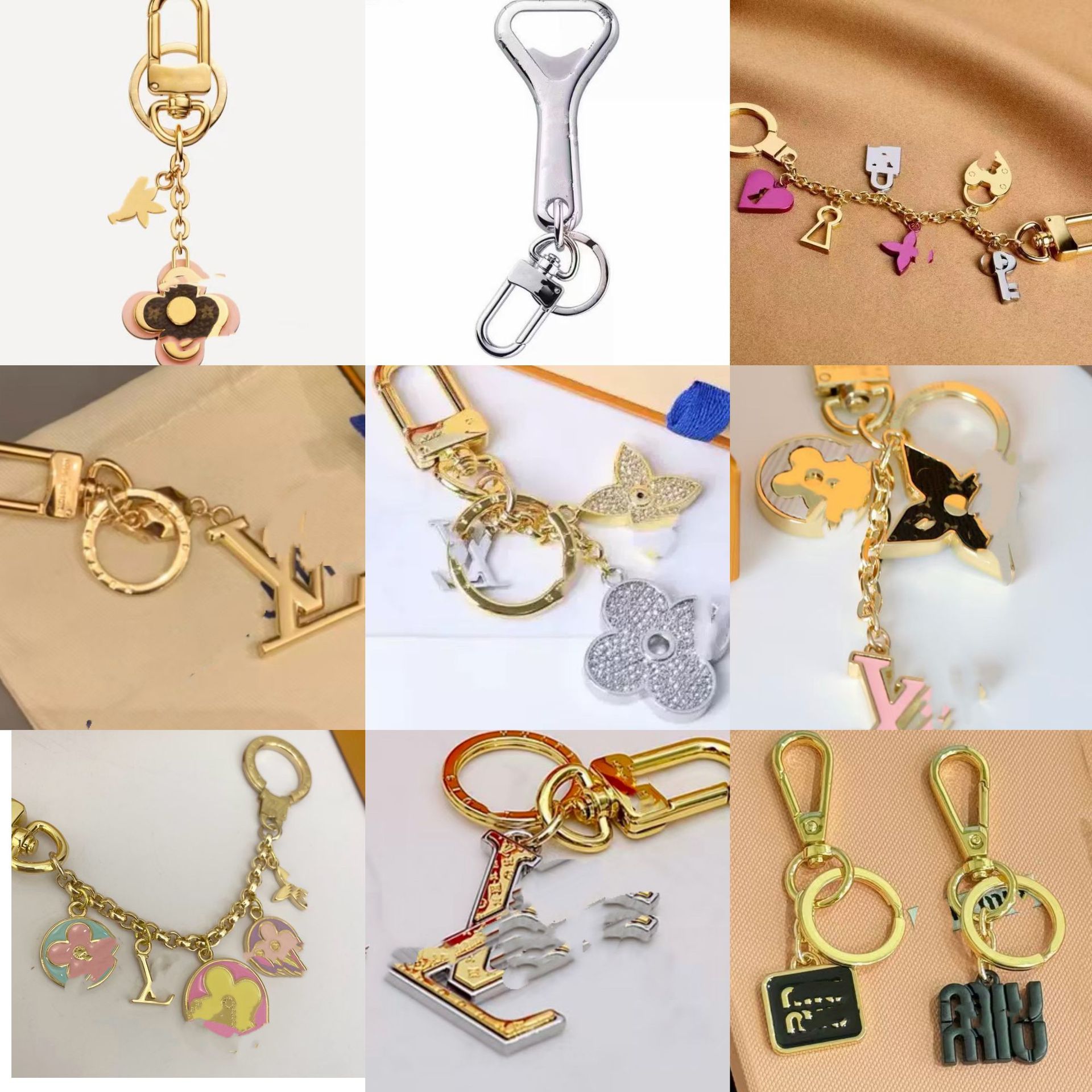 L Brand: Trendy Cross-Border Accessories—Keychains, Donkey Logo, Vintage Print, Four-Leaf Clover Bag Charms, Letter-Themed Versatile Accessories