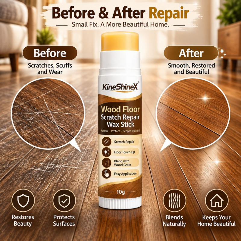 KineShineX Wood Floor Scratch Repair Wax Stick – Color-Matching Repair Tool for Hardwood Floor Scratches