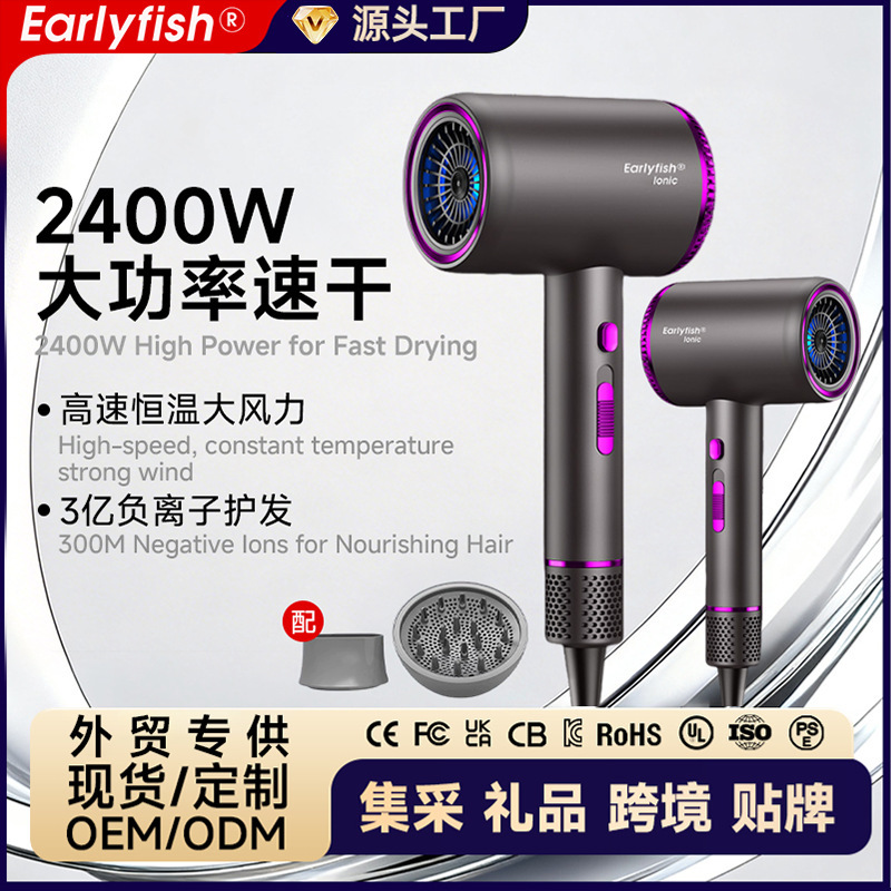 High‑power household hair dryer with negative ions, constant temperature, fast drying, strong airflow—wholesale for students