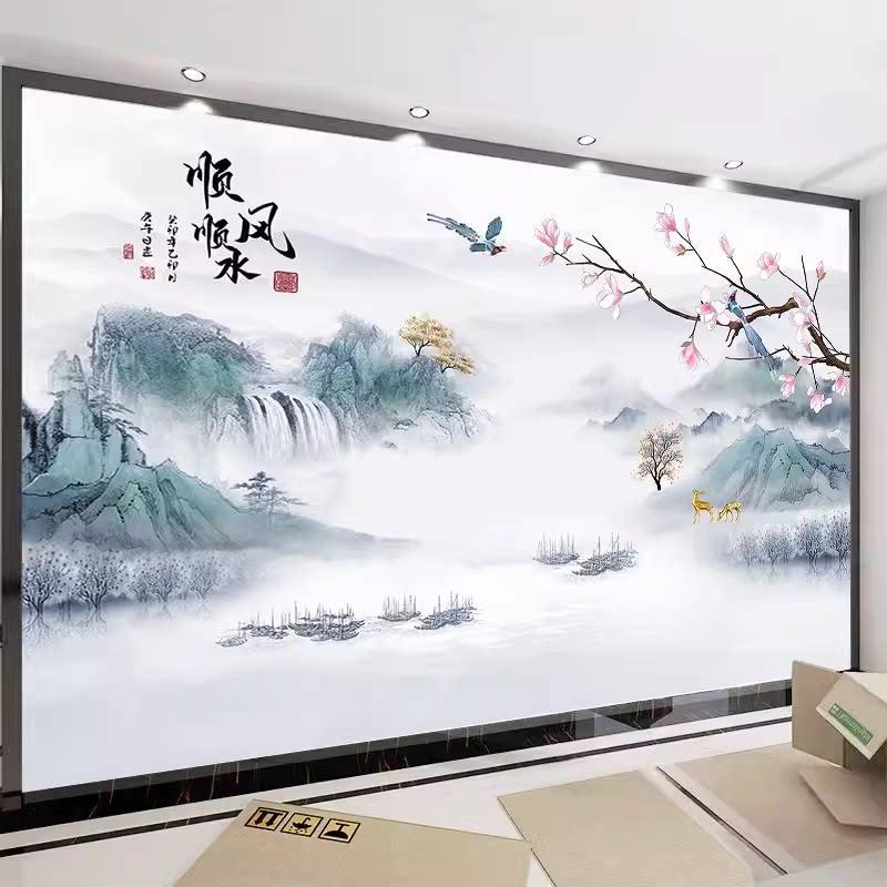 Wallpaper 2026 new style TV background wall fabric, 8D three-dimensional mural, 3D movie-themed wallpaper, home-use self-adhesive.