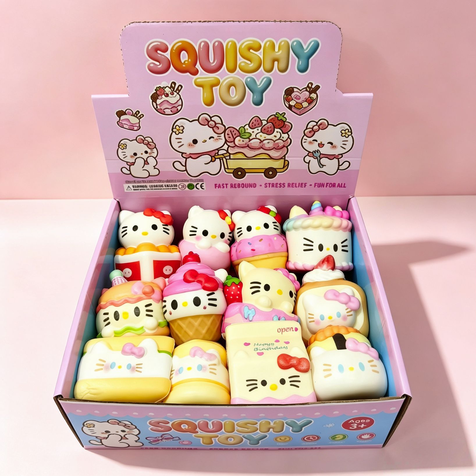 Cross-border new cute Hello Kitty imitation hamburger cake squishy PU slow-rebound stress-relief toy