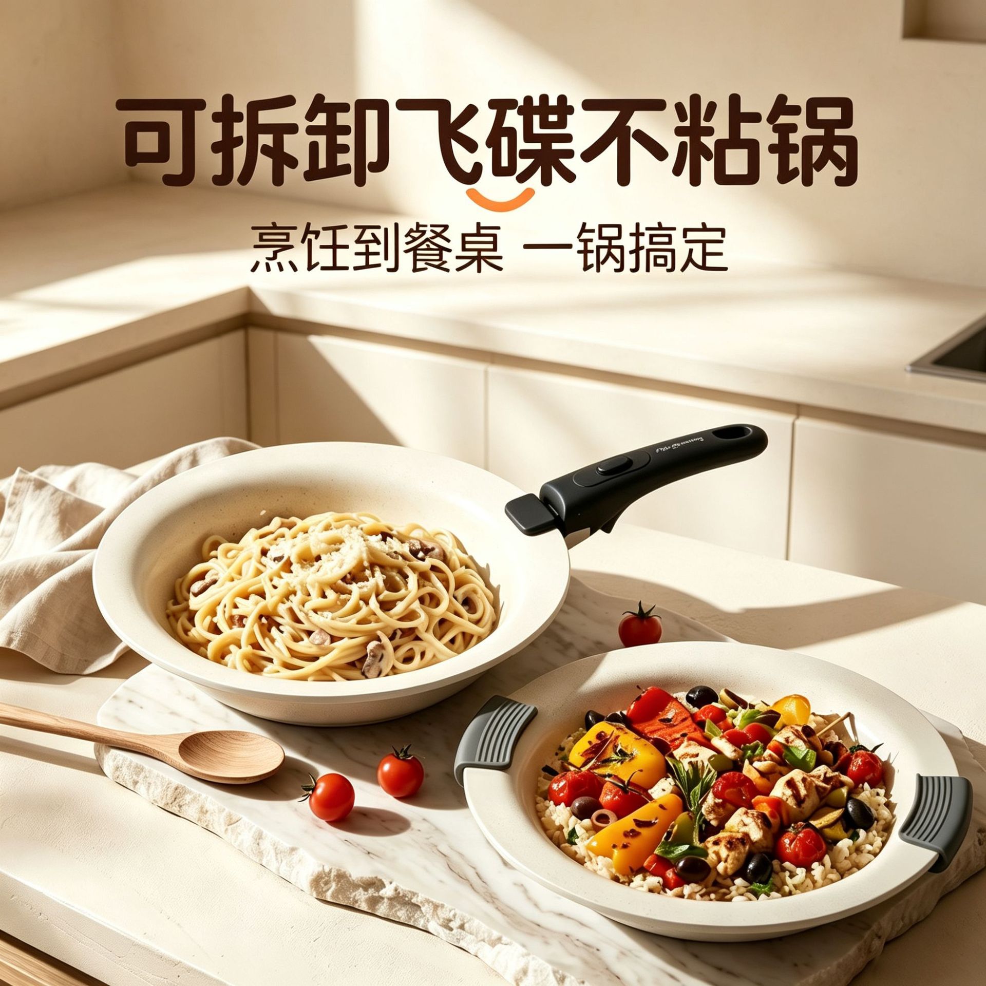 Cross-border Korean flywheel electromagnetic furnace general purpose aluminum alloy flat bottom non-stick multifunctional removable handle flywheel