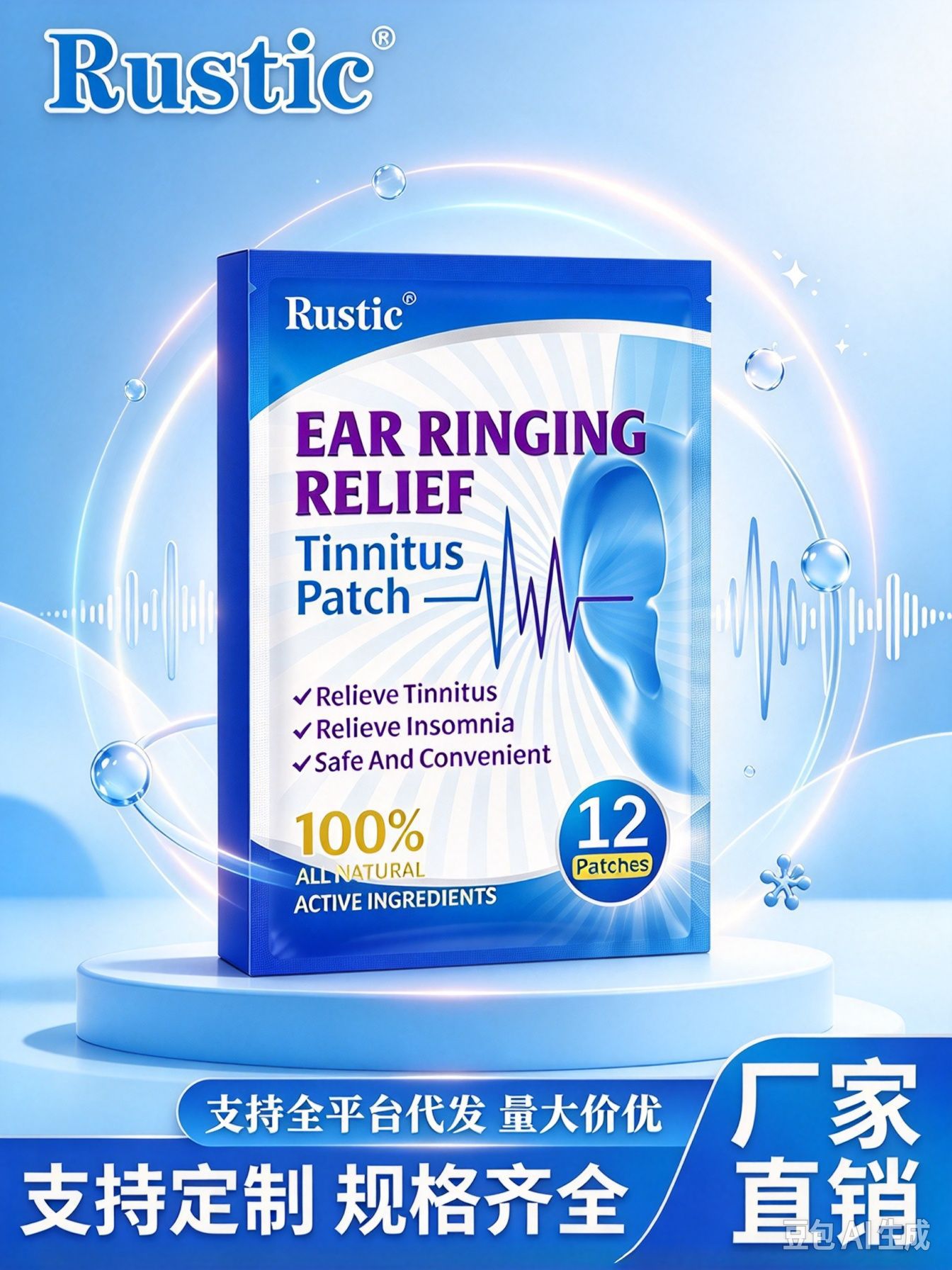Rustic cross-border best-selling English-style ear-cleaning patches, herbal extract, gentle formula, earwax removal and ear care health patches