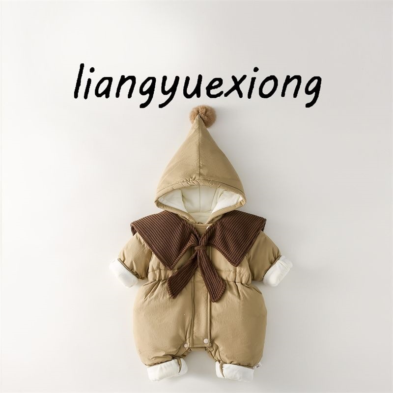 Girls’ winter clothing, cotton padded jackets, thickened one‑piece outfits for babies, warm quilted new arrivals with fleece lining