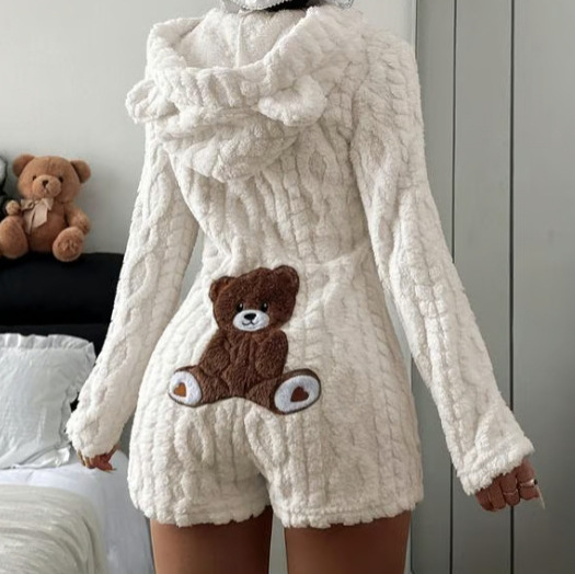 2026 Fall/Winter New Arrivals: Women's Casual Solid-Color Hooded Long-Sleeve Fleece Jumpsuit for Amazon Independent Stores in Europe and the U.S.