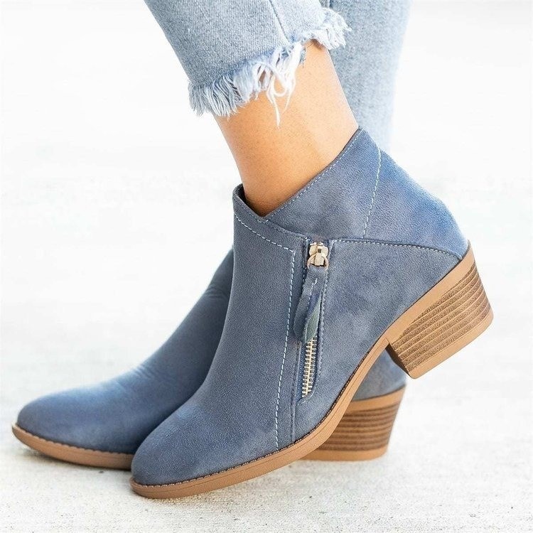 New Autumn/Winter Women’s Boots: Suede, Double-Side Zippers, European and American Style, Plus-Size Cross-Border Short Boots for Ladies