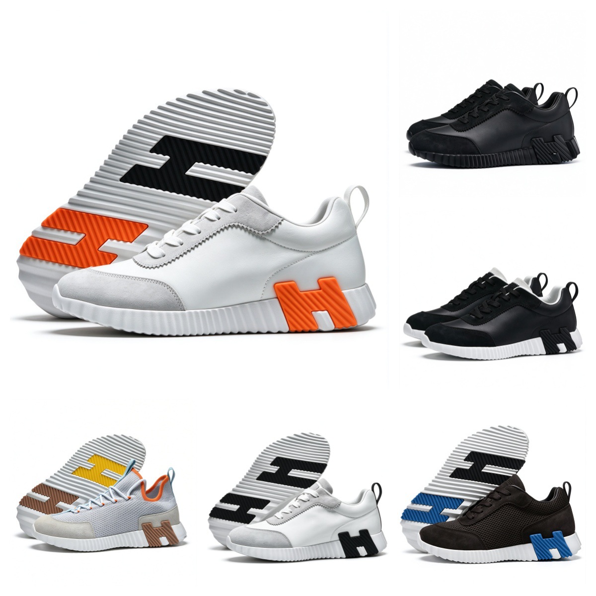 H house new European sports high-end men's shoes athletic shoes leather breathable belt casual shoes running shoes