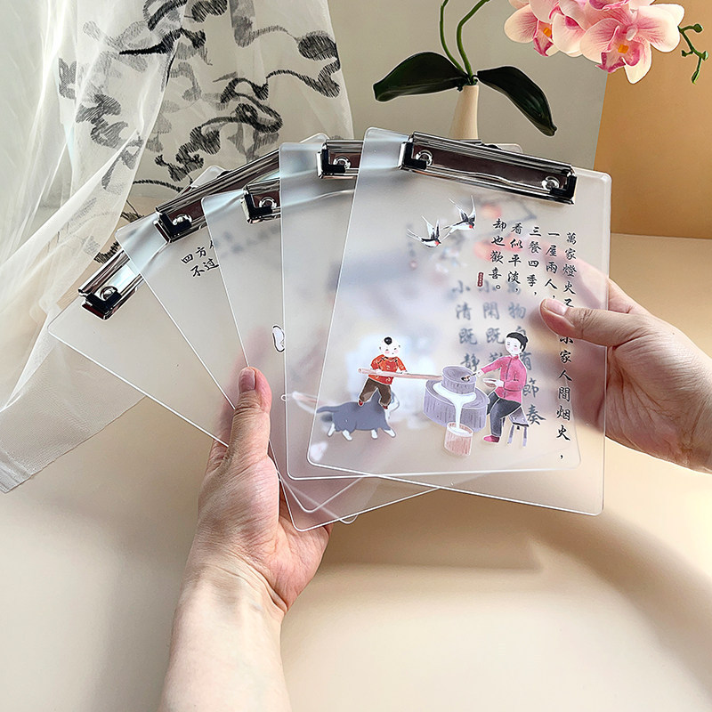 Thick acrylic clipboard for A4 documents, writing board, sketching pad, and menu holder—customizable with your own logo and design.