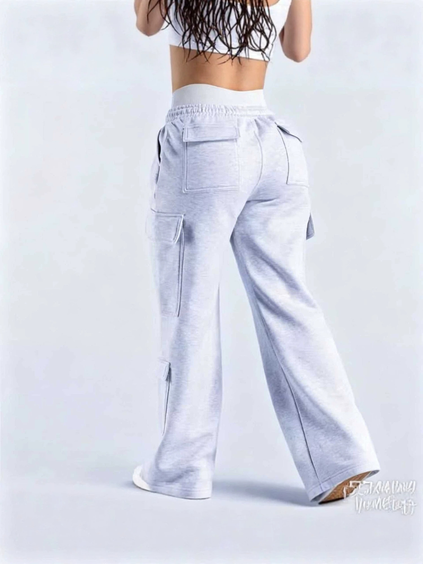 DFYNE Spring/Autumn New Straight-Leg Pants, Yoga and Fitness Sports Trousers, Multi-Pocket Workwear, Wide-Leg Pants, Loose-Fitting Lengthened Trousers