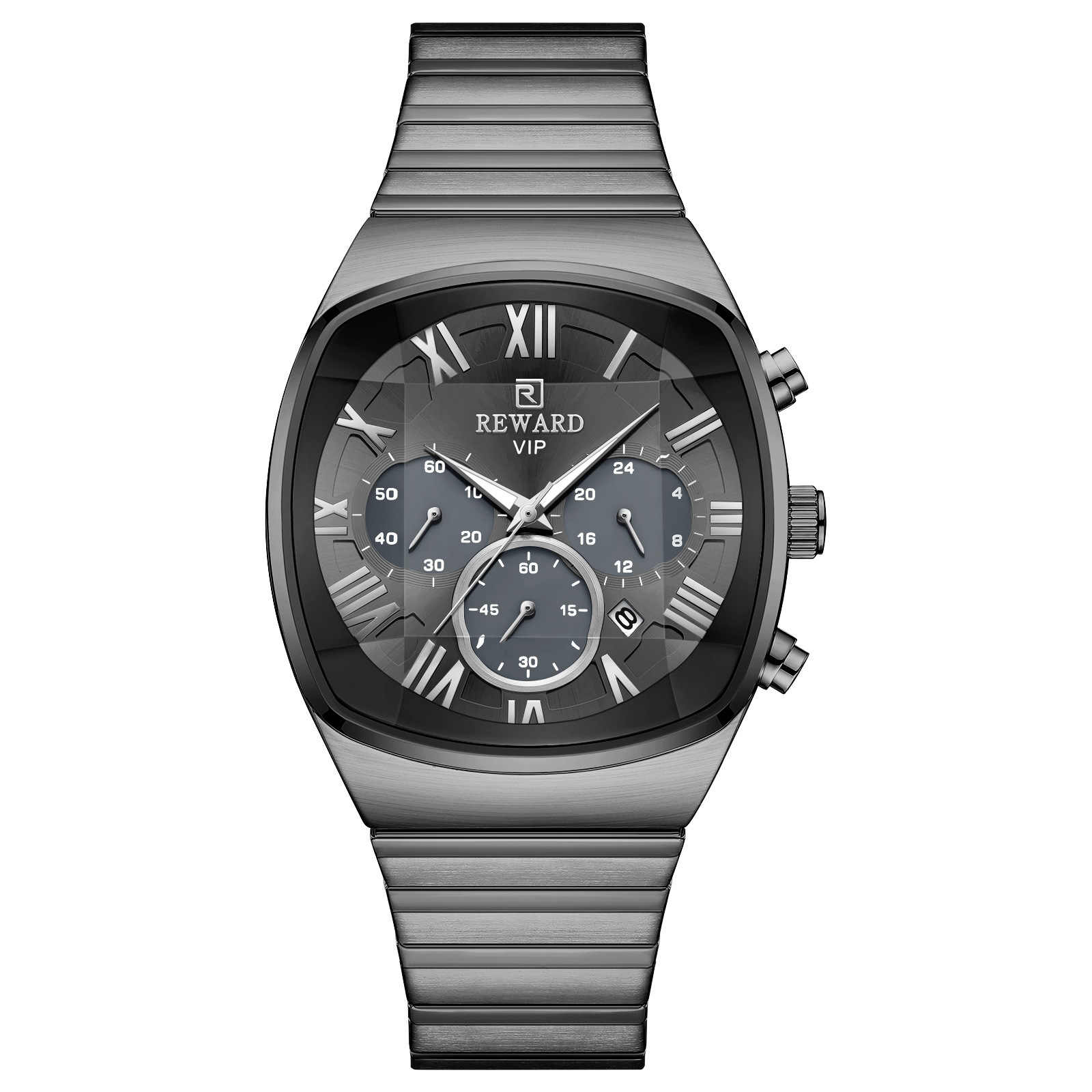 Reward Distinctive Three-Subdial Six-Hand Chronograph Men’s Multifunction Watch, Cross-Border Square Quartz Watch RD814161M