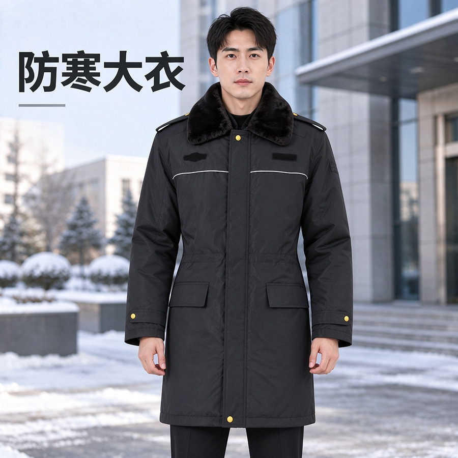 New integrated urban management winter overcoat, detachable long‑sleeve liner, mid‑length, multi‑functional, men’s warm coat.