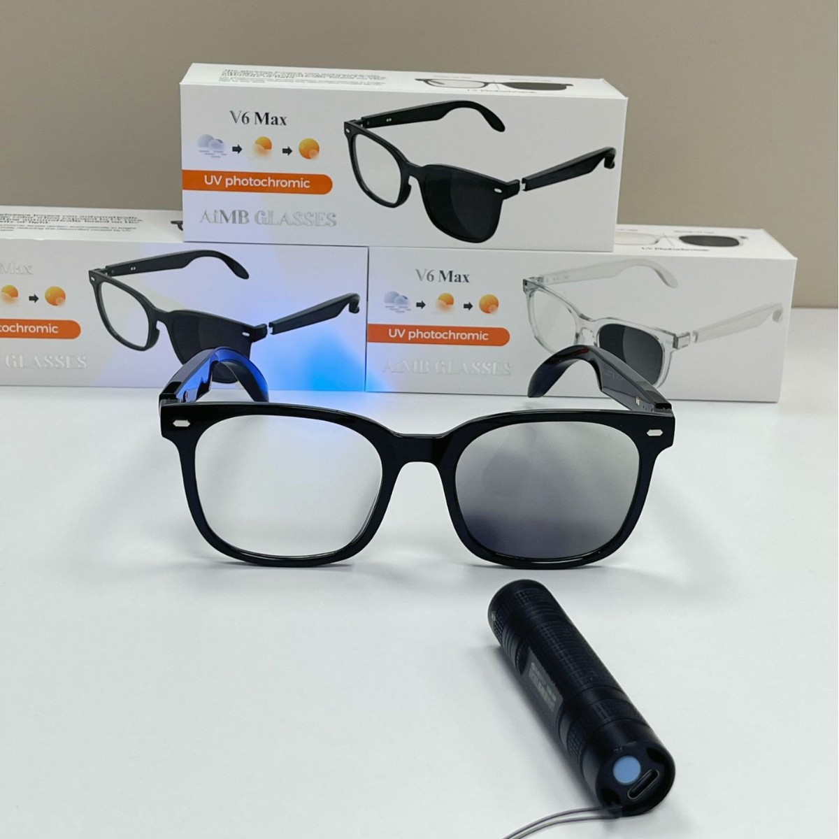 V6 Max smart glasses with bluetooth fashion trendy bluetooth call listening to music lovers sunglasses with remote phone taking photos