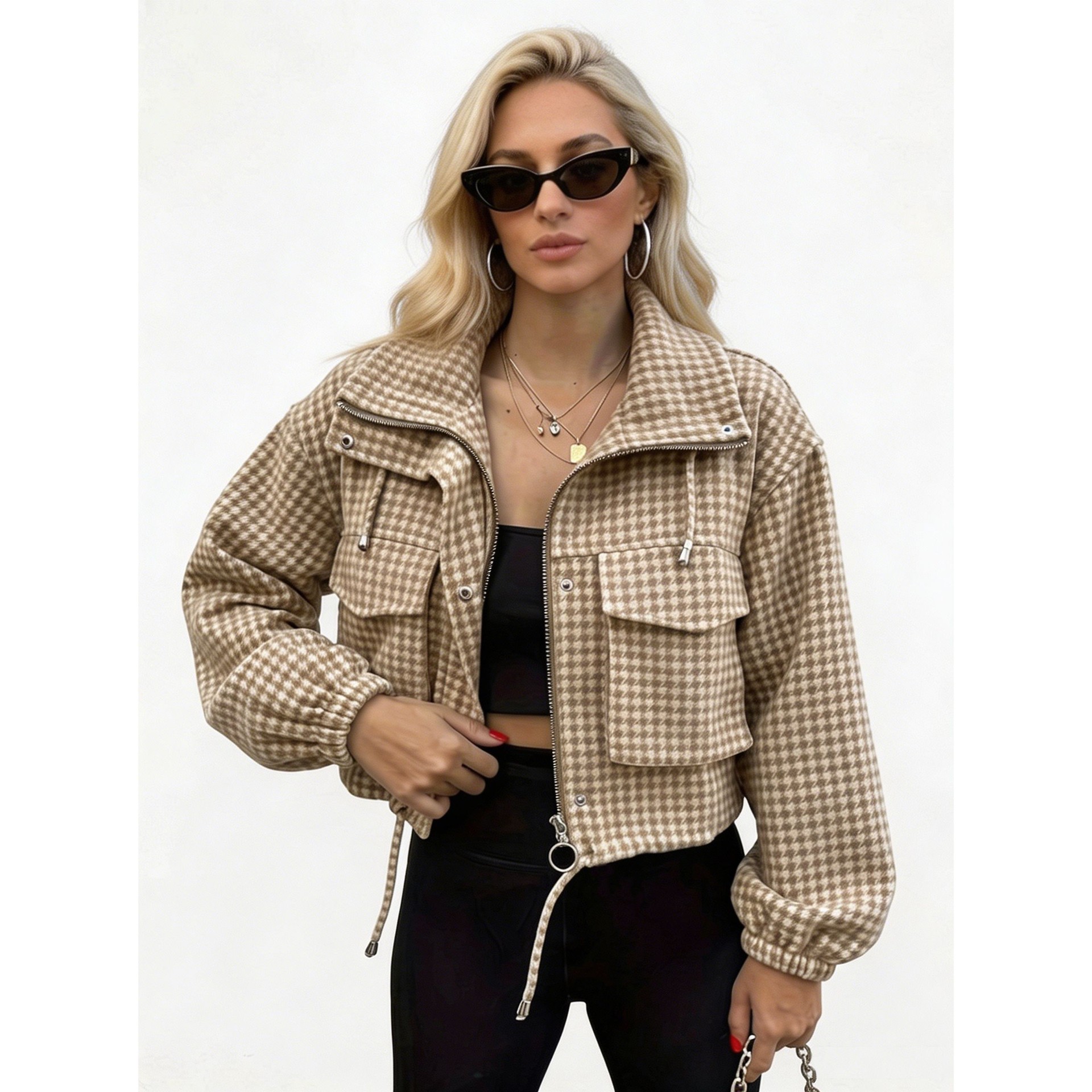 Amazon cross-border European and American short workwear jacket women's clothing Autumn 2025 new loose-fitting American style jacket shirt jacket