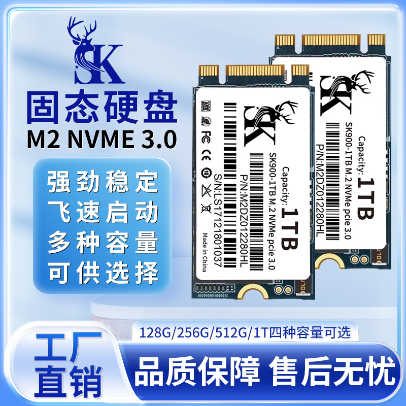 NVMe 2242 High-Speed SSD with PCIe Interface, M.2, 128GB, 256GB, 512GB, 1TB, 2TB