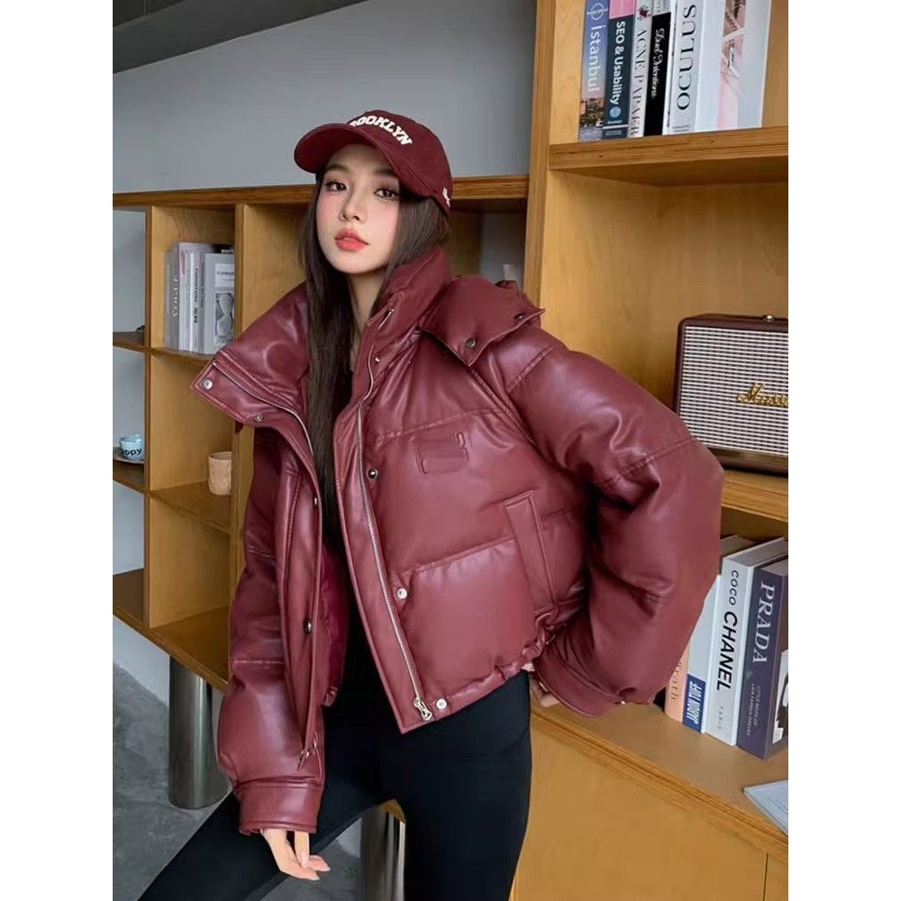 2026 New Down Cotton-Padded Coat for Women, PU Wash-Free Fabric, Short-Style Thickened Bread-Style Jacket, Fashionable Outerwear for Ladies