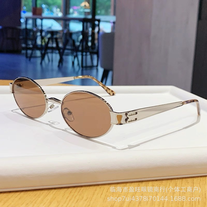 2027 New Arrival Oval Metal Sunglasses, Retro Fashion, Arc de Triomphe Style, Women’s UV‑Protection UV400, Cross‑Border