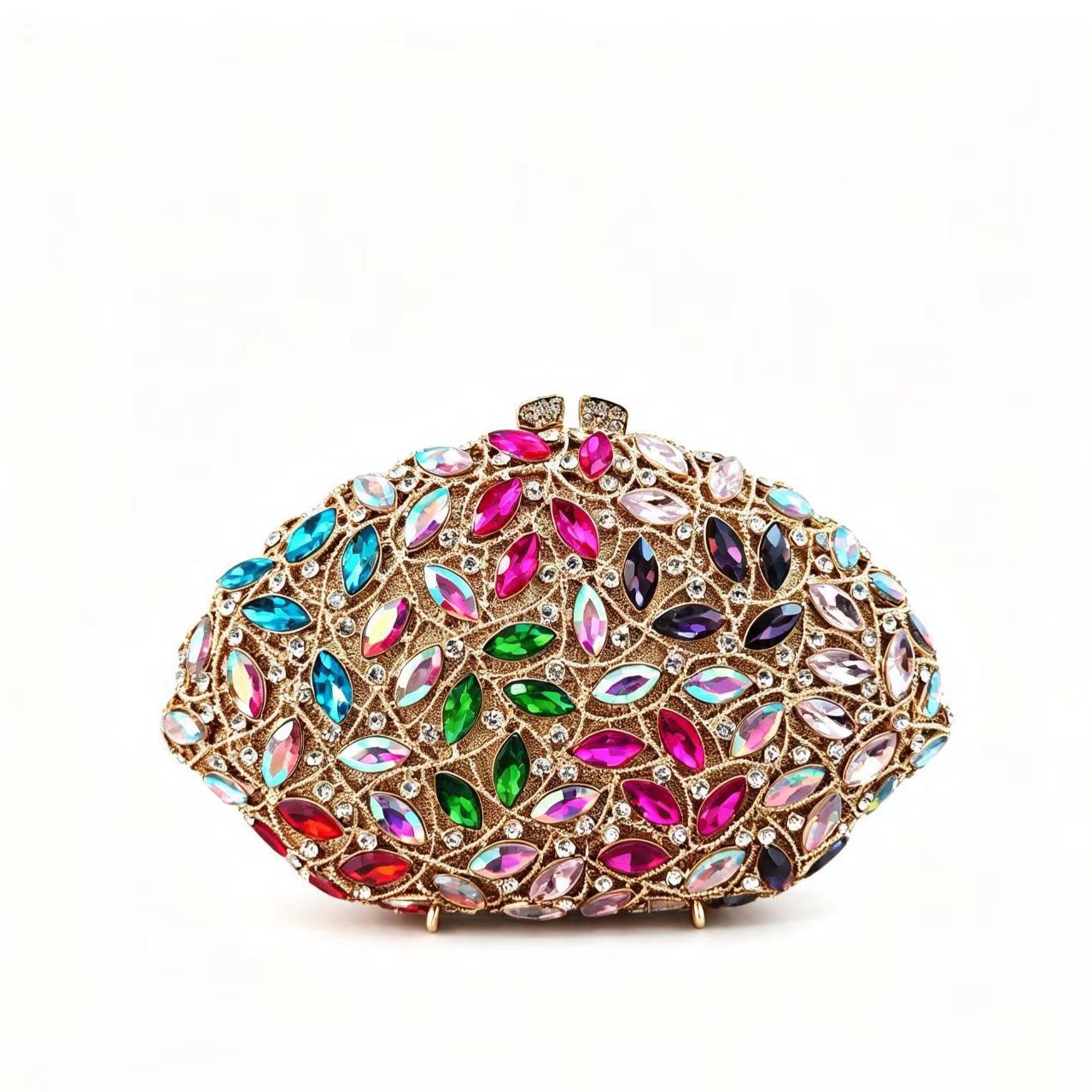 Cross-border unique high-end evening bag, curved diamond-encrusted banquet clutch, women’s handheld purse