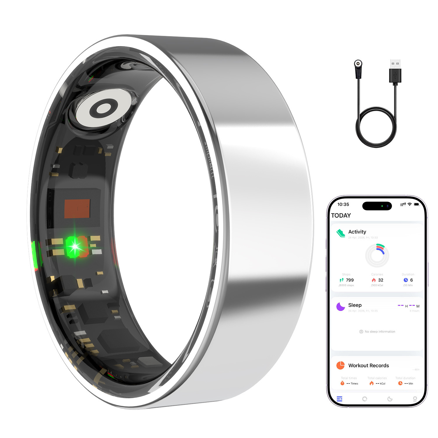 M08 Health & Fitness Smart Ring with Heart Rate, Blood Oxygen, and Sleep Monitoring – Waterproof Smart Ring for Dropshipping