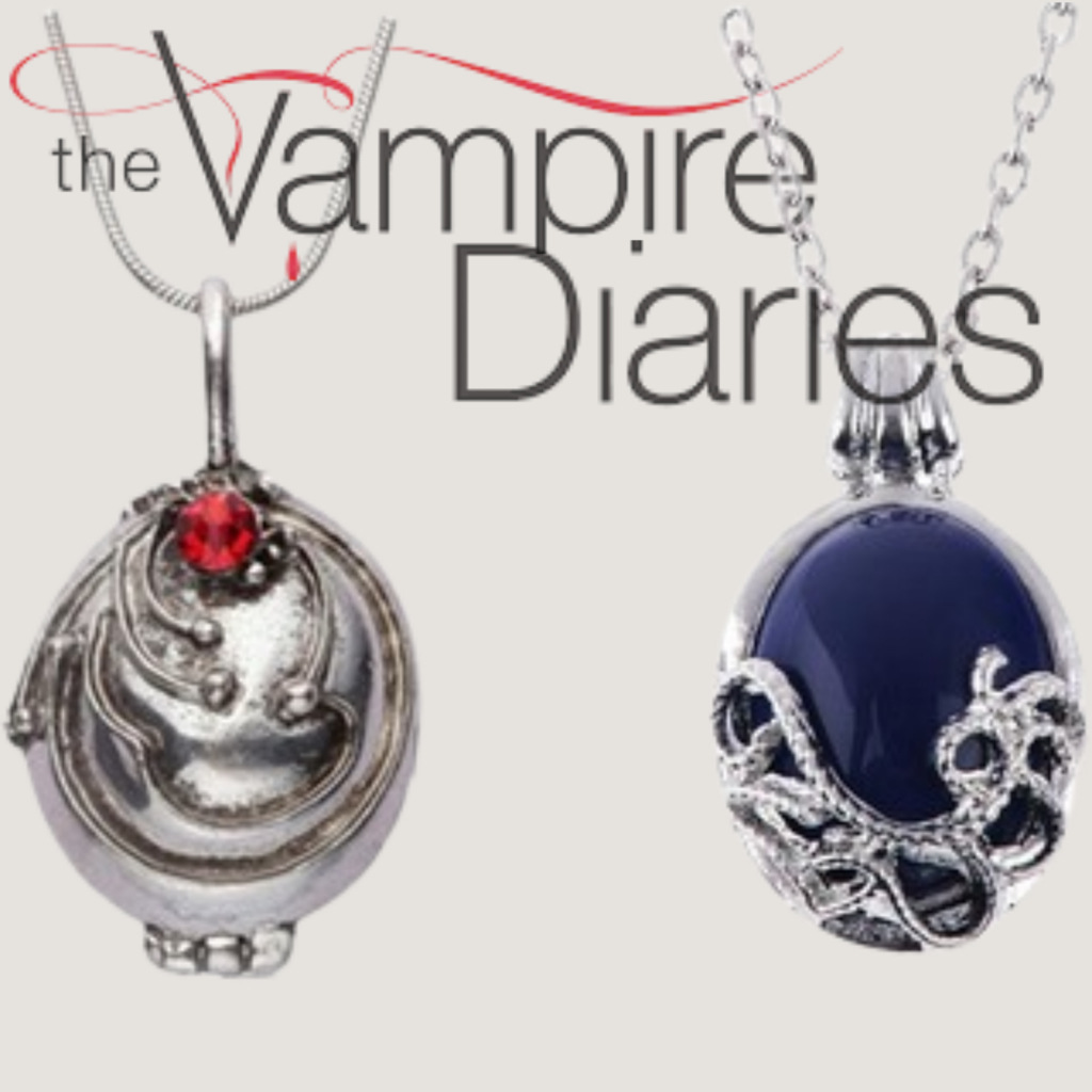 Vampire Diaries Necklace, Film-Related Accessory: Katherine Sun-Protection Sapphire Pendant, Openable Photo Box Clavicle Chain for Women