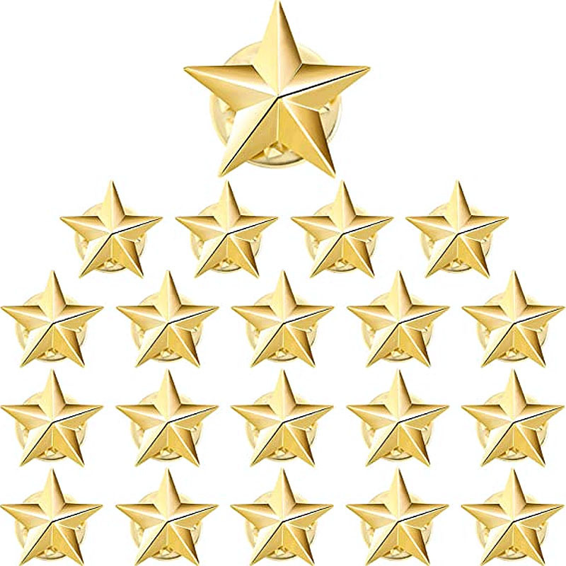 Cross-border supply: Star-shaped badges in gold and silver, lapel pins for hats, backpacks, clothing, and fashion accessories.