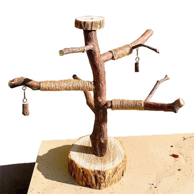 Grape Wood Parrot Perch Stand, Natural Eco‑Friendly Branches and Trunks, Floor‑Standing Bird Training Rack Made of Fruit Wood