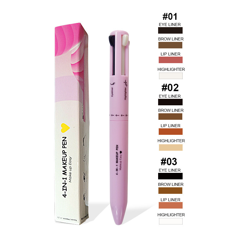 Cross-Border Four-in-One Makeup Pen: Highlighter, Lip Liner, Eyeliner, Eyebrow Pencil—4-in-1 Makeup Pen, Multi-Functional, Makeup Pen