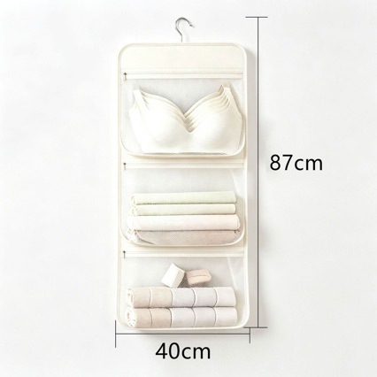 Underwear storage bag, socks, underpants, bra three-in-one mesh pocket, student dormitory wardrobe hanging bag, storage hanging pouch