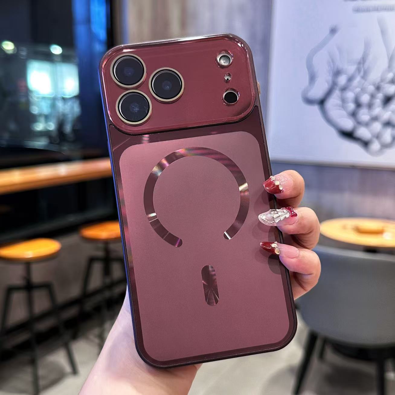 Cross-border iPhone 18 Pro Max Frosted Magnetic Phone Case, Apple 17 Glass AG—Instantly Transforms into an 18 with a Large Window, Full Coverage