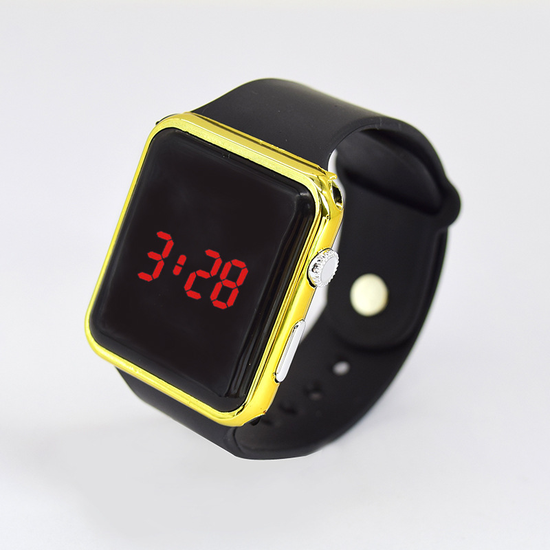 LED square e-watch in the form of a button cooler in the form of a black mirror in the form of an e-watch in the form of a button cooler