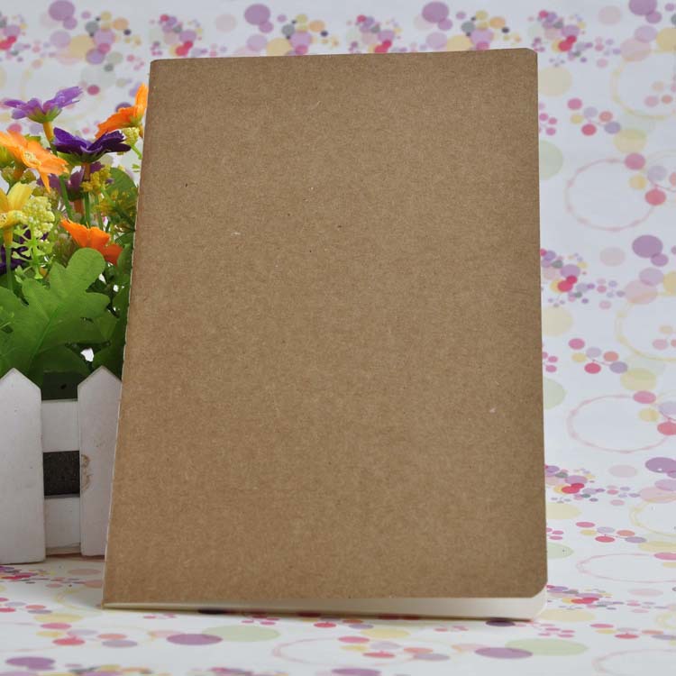 A5 notebook, vintage minimalist MUJI‑style kraft paper with blank inner pages, thread‑bound notebook—wholesale, customizable with logo