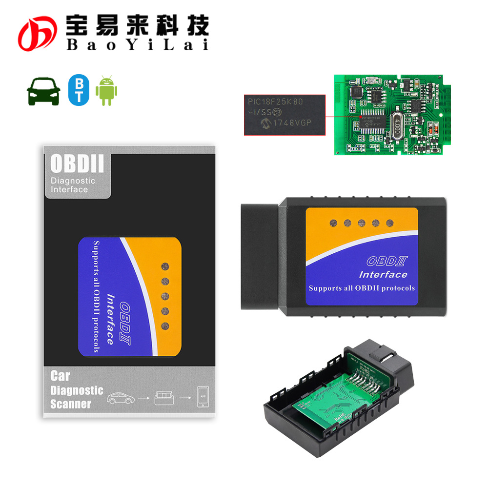 Android Bluetooth Car OBD2 25K80 Bluetooth Scanner Automotive Diagnostic Tool