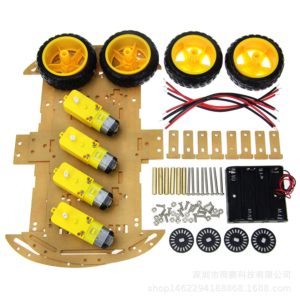 Two-wheel/Four-wheel Smart Car Chassis, 4-Wheel Drive with Strong Power, Includes Encoder for Speed Measurement, ZK-4WD