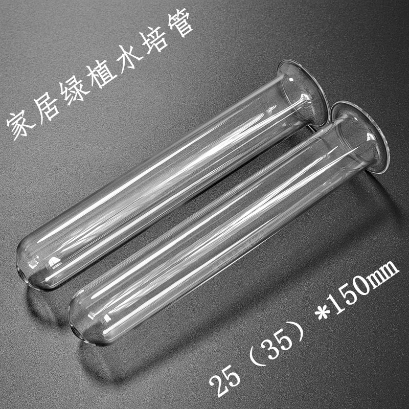 Hydroponic glass tube, innovative household wedding flower arrangement test tube, 25 (35) x 150 mm with flanged or flared mouth