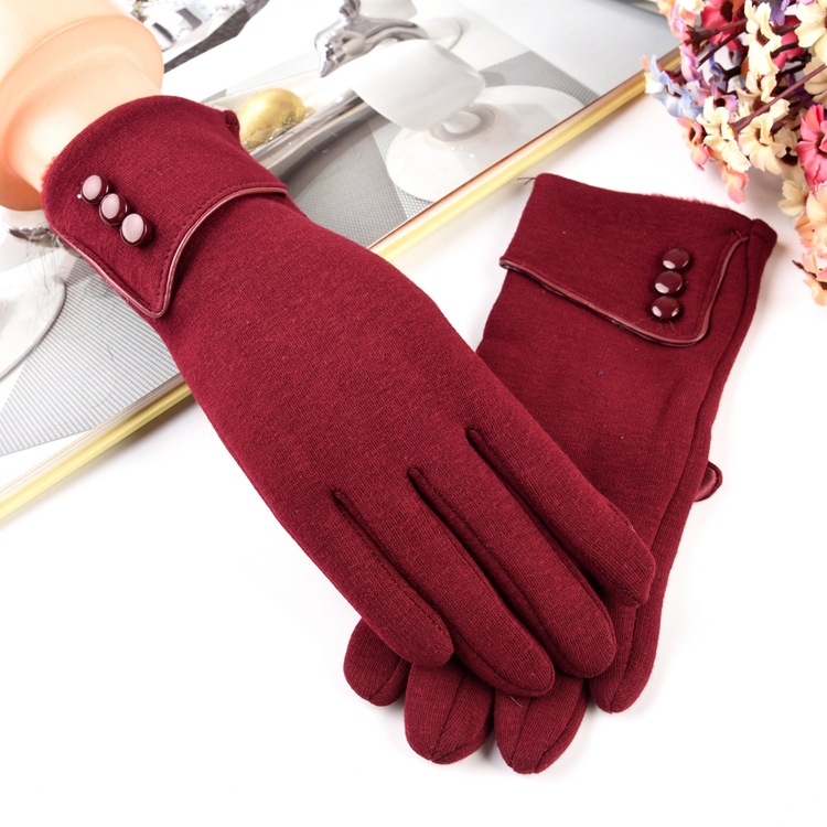 Fleece-lined gloves, warm for autumn and winter, touchscreen-compatible, cotton gloves for women, students, cycling, driving, and outdoor riding.