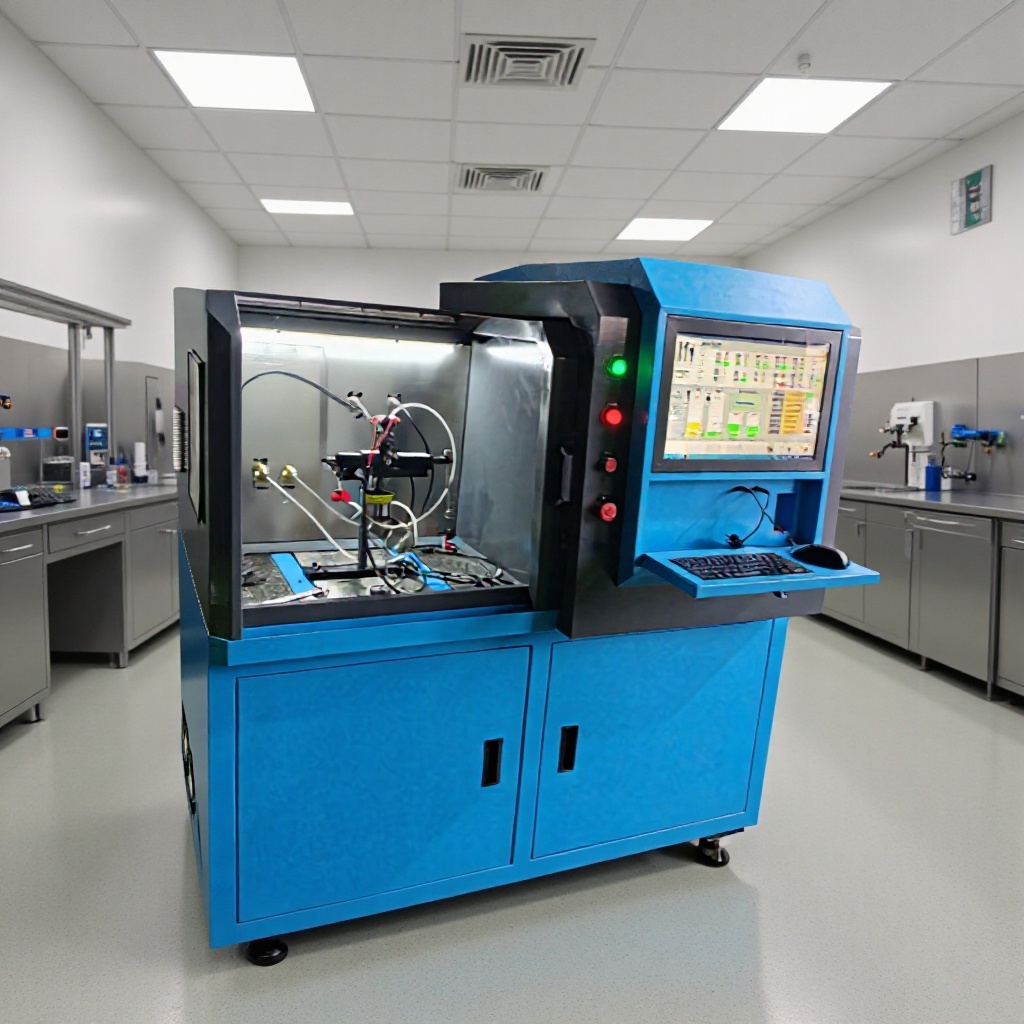 Jingda Power provides training in electronic fuel injector repair technology, along with a high-pressure common-rail CRS318 injector test bench.