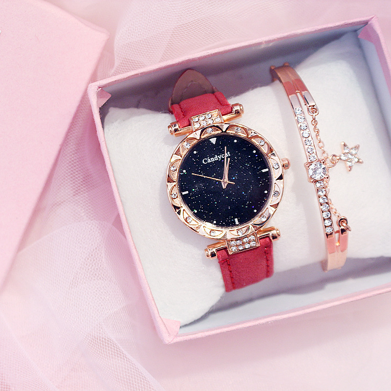 Two sets of gift watches for students of the Korean version of the simple casual women's watch