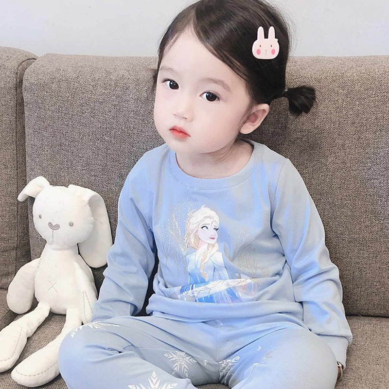 Children's sleepwear cotton baby air-conditioned clothes Elsa girl Fairy cute super long-sleeved girls home clothes suits