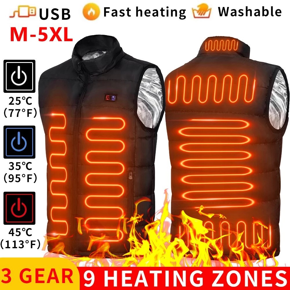 Cross-border autumn and winter men thick 9 sheets of heated macerated graphite USB heated macerated large yard leisure macerated