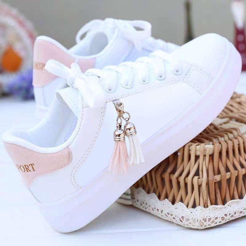 Leather small white shoes women's summer breathable running shoes students Korean casual shoes athletic boards low-hanging flat soles