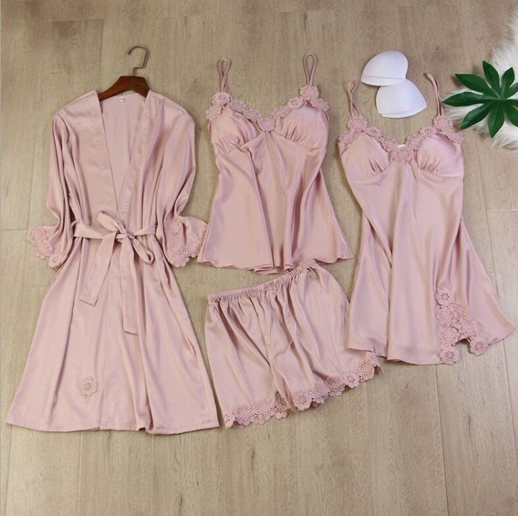 Manufacturer’s Sexy Two-Piece Pajama Set, Sexy Loungewear, Underwear Camisole—New Four-Piece Set, Exported Directly from Factory