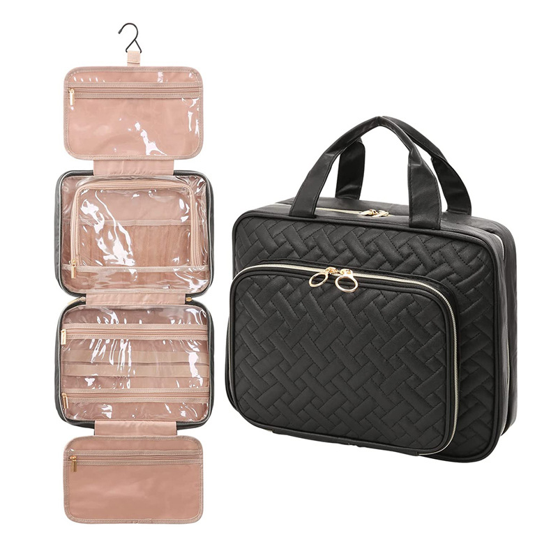 Factory Direct, In Stock — Amazon-Hangable Travel Toiletry PU Organizer, Makeup Bag, Portable Toiletry Storage