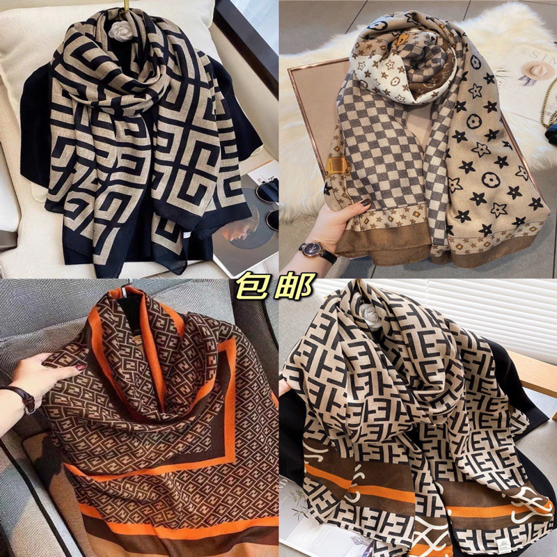 Dropshipping sample‑taking livestream cotton‑linen printed scarf for women, soft and skin‑friendly for autumn and winter, versatile neckwear and warm shawl