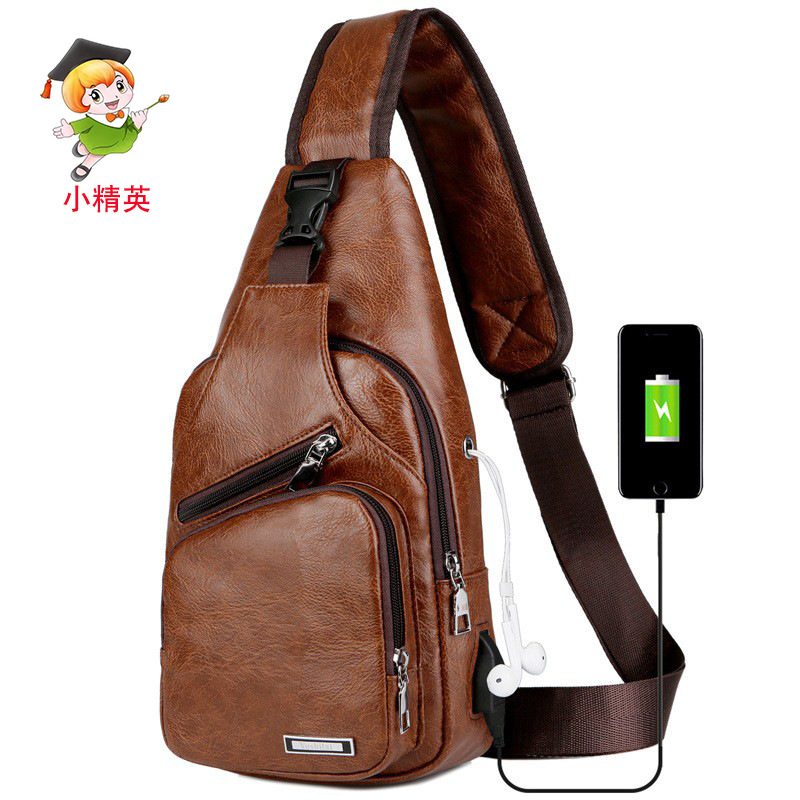 Foreign trade slanted backpack for men usb charging cross-border european and american pu briefcase for men u casual trendy single shoulder bag for men