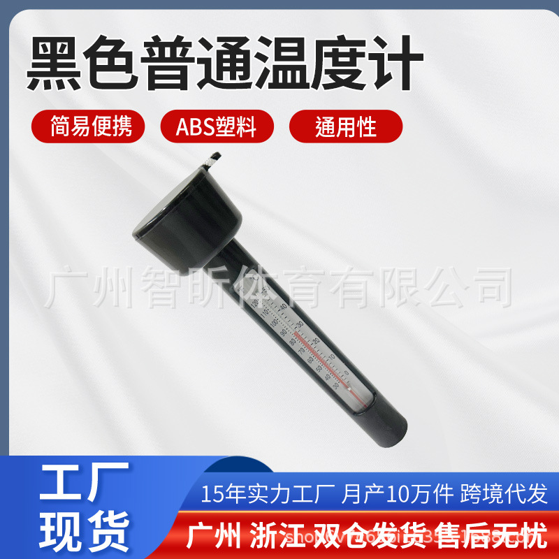 Factory-direct sale: black ABS floating pool thermometer—water temperature tester, ready to ship internationally.